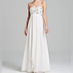Aiden Mattox strapless silk beaded sequin formal gown dress Sz 2
